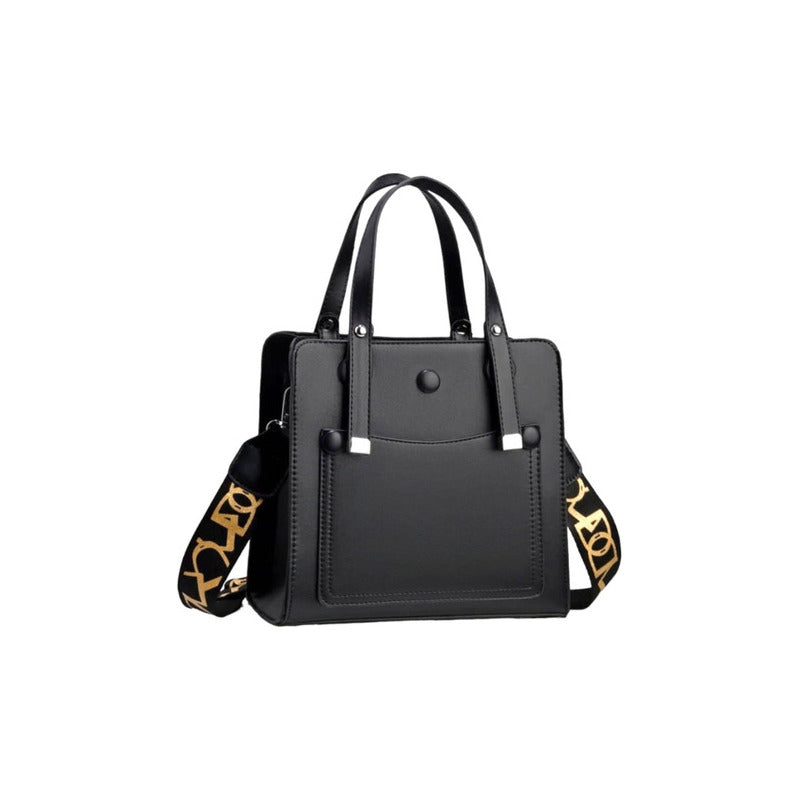 Cartera De Dama Bolso De Mano Para Mujeres Correa Ajustable Negro