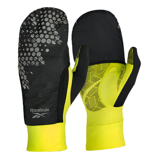 Guantes Reflectivos Impermeable Para Correr Reebok - Negro/amarillo - Geométrico - Xl