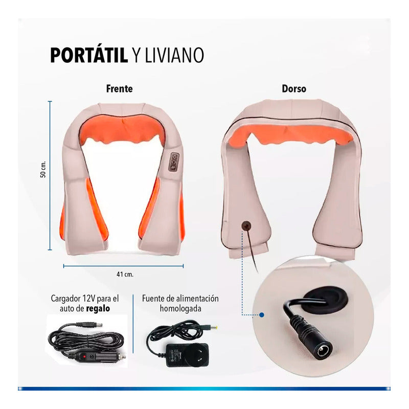Masajeador Cervical 8 Rodillos Con Calor Relajante