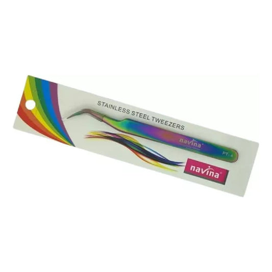 Pinza Punta Curva Para Pestañas De Acero Inoxidable Tornasol 12 Cm 1 Mm