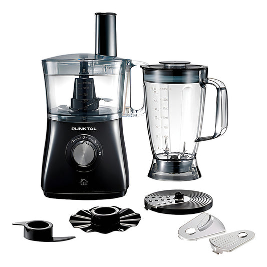 Multiprocesadora Punktal 8 En 1 Con Vaso Licuador De 1.8l Color Negro