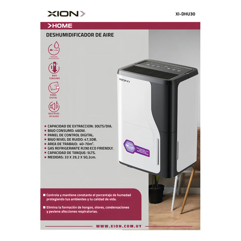 Deshumidificador De Aire Cap 30 Litros Xion Xi-dhu30 Color Blanco