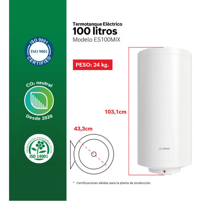 Calefon Termotanque Eléctrico Bosch 100 Litros Clase A - Blanco