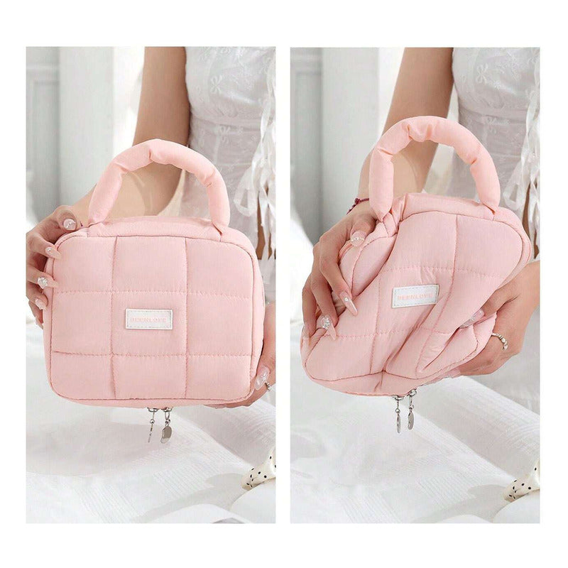 Bolsa Organizadora De Maquillaje De Viaje Neceser Para Mujer Verde Capitoneado