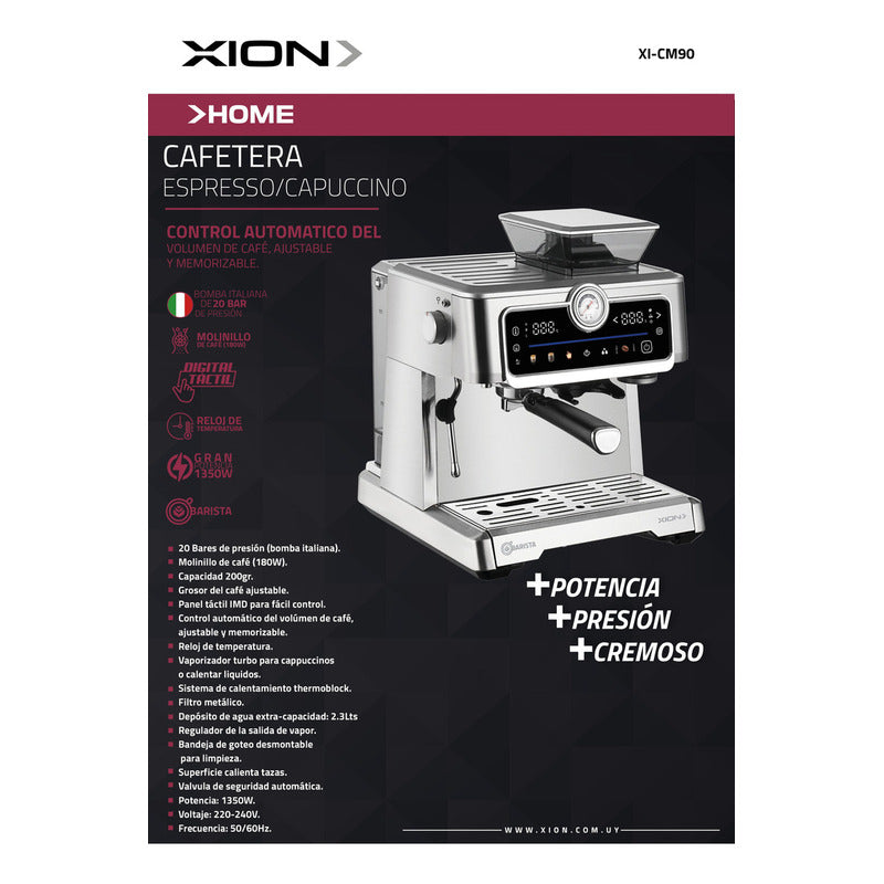 Cafetera Espresso Y Capuccino Barista Xion Xi-cm90 Color Gris