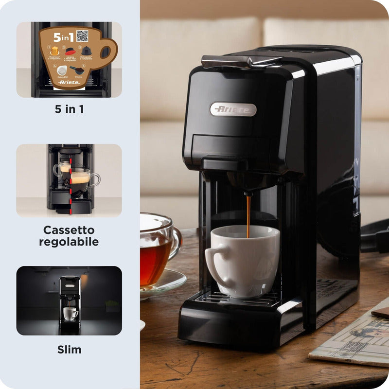 Cafetera Espresso Capsulas Ariete - Nespreso Y Dolcegusto Negro