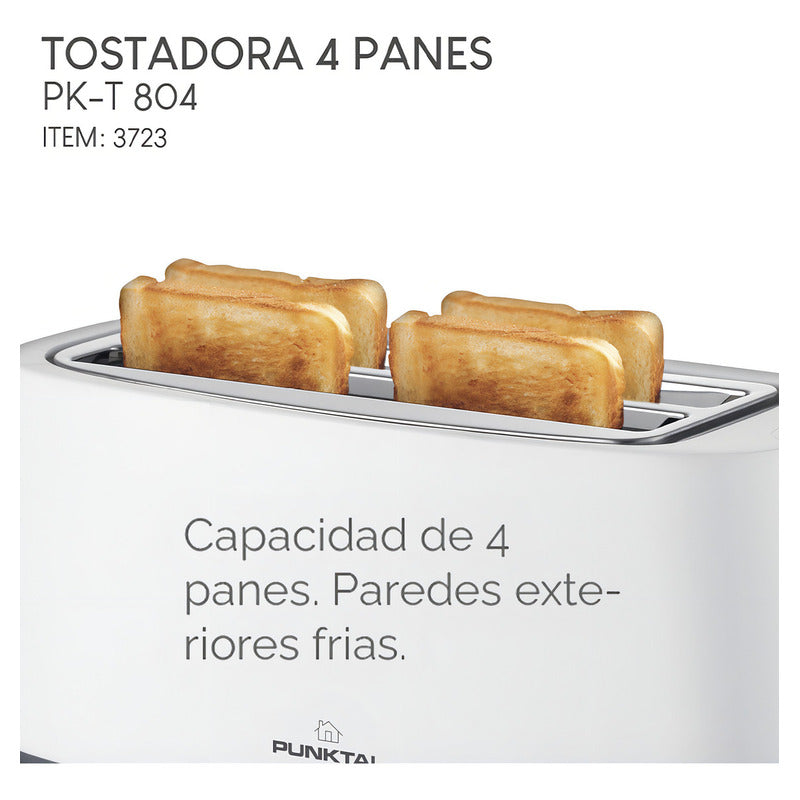 Tostadora Punktal 4 Panes 1400 W 7 Niveles De Tostado