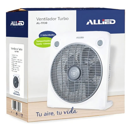 Ventilador Turbo Allied 50 W 3 Velocidades Rejilla Giratoria 30 Cm
