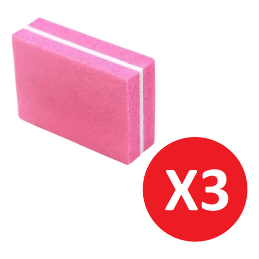 Lima Taquito Pulidor Mini Para Uñas Kit Pack X3 Unidades Rosa