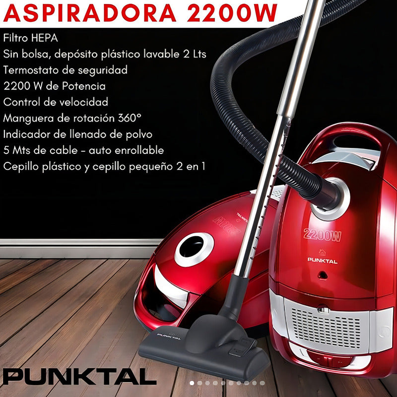 Punktal Pk-9670 Aspiradora Sin Bolsa 2 Lts 2200 W Filtro Hepa
