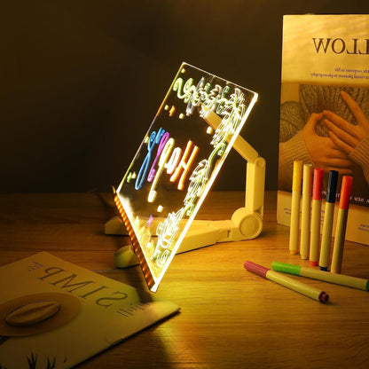 Pizarra Mágica Para Dibujar Didáctica Con Soporte Y Luz Led© - Blanco