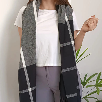 Pashmina Chalina Bufandas De Dama Afelpada Livianas Y Sauves Negro Rayas