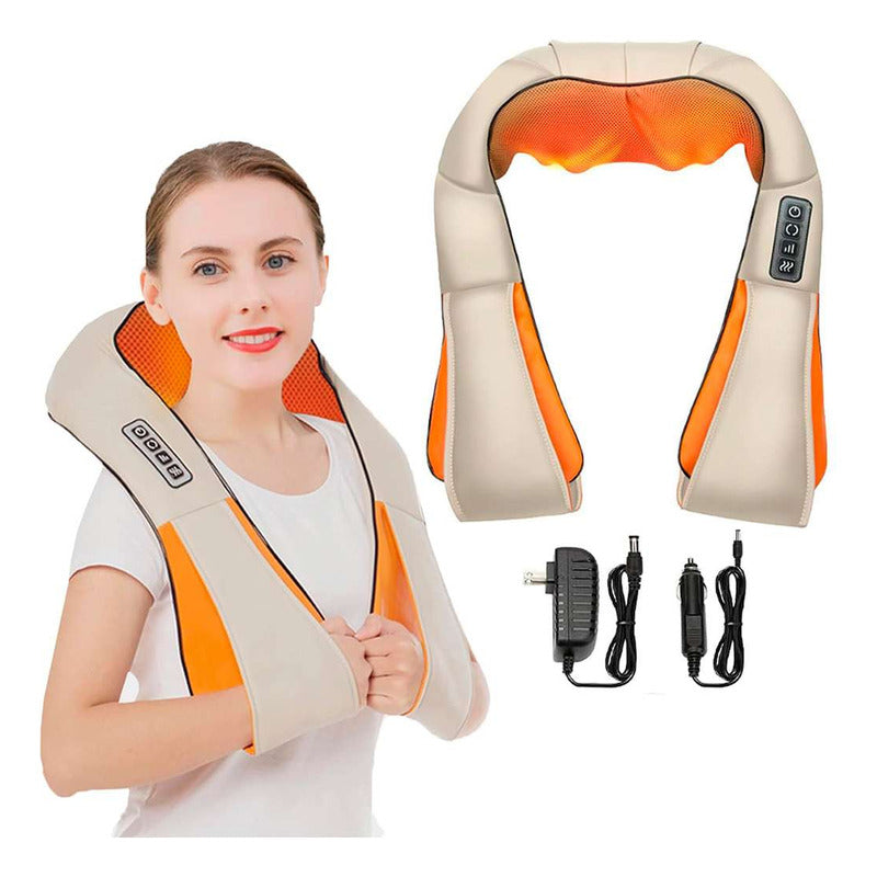 Masajeador Eléctrico Portátil Para Cervical Espalda Y Cuerpo Beige/naranja