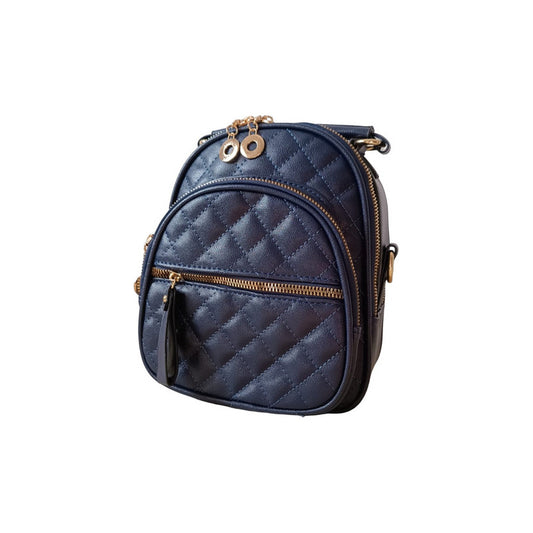 Mochila Cartera De Dama 2 En 1 Cuero Sintético Bolsos Mujer Azul Cuero Sintético