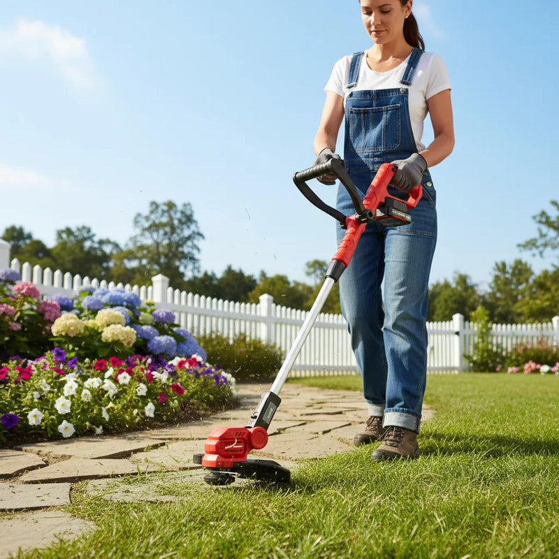Bordeadora Ferretti A Batería Recargable Con Cargador 20 V - Rojo