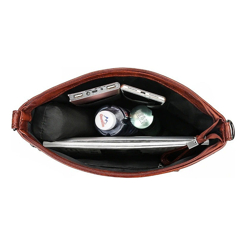 Cartera Bandolera Mujer Tachas Cuero Sintético Negra Chocolate