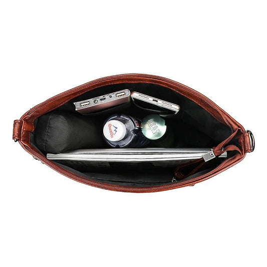 Cartera Bandolera Mujer Tachas Cuero Sintético Negra Chocolate