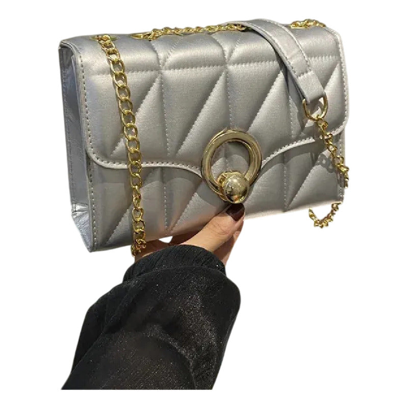 Bandolera Para Dama Bolsos Cartera De Mujer Correa Ajustable Plateado 1