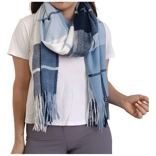 Pashmina Chalina Bufandas De Dama Afelpada Livianas Y Sauves Celestes Rayas