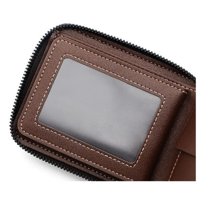 Billetera Para Hombre Con Cierre Sector Monedero De Cuerina - Marrón Claro 1