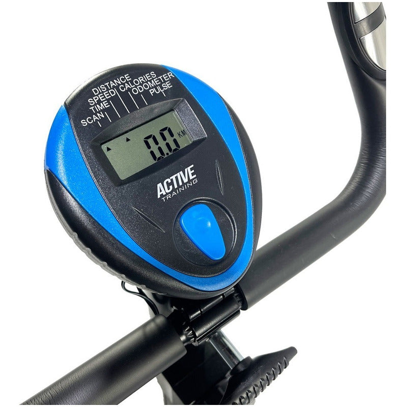Bicicleta Fija Ergometrica Vertical Active Con Pulsómetro Y Odómetro Color Negro
