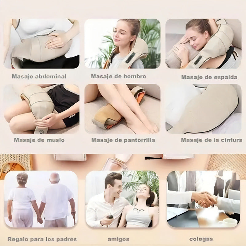 Masajeador Cervical Electrico Espalda Cuello Vibracion Calor Color Nude