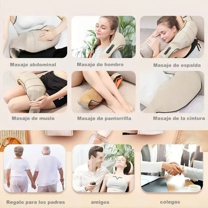 Masajeador Cervical Electrico Espalda Cuello Vibracion Calor Color Nude