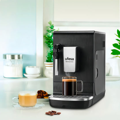 Cafetera Espresso Automatica Ufesa Sensazione Control Digita Negro