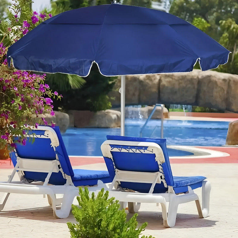Sombrilla Octogonal 2 Mts C/filtro Uv, Funda, Playa O Jardin - Azul