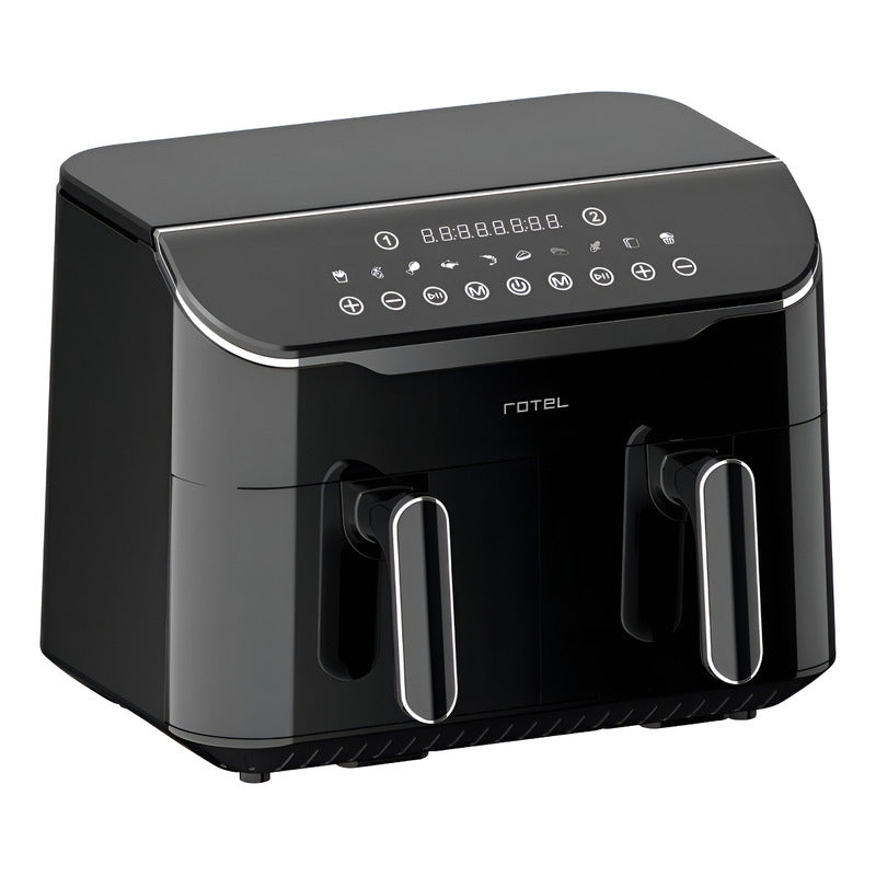 Freidora Sin Aceite Air Fryer Rotel Dual Canastos 4 + 4 Lt Color Negro