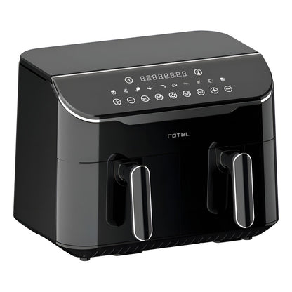 Freidora Sin Aceite Air Fryer Rotel Dual Canastos 4 + 4 Lt Color Negro