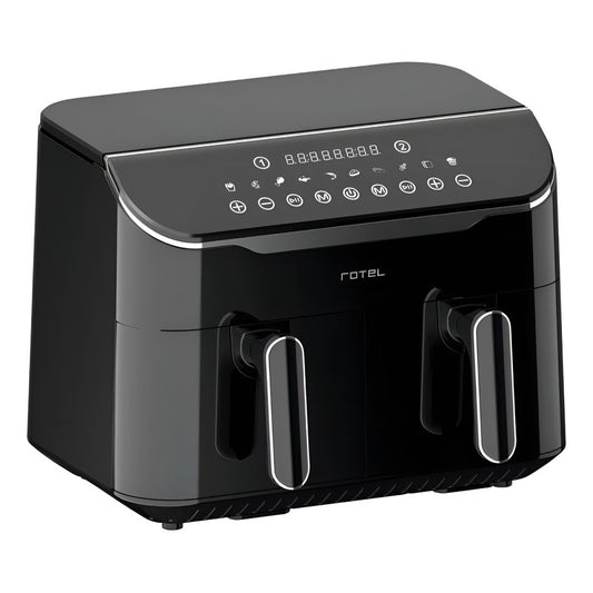 Freidora Sin Aceite Air Fryer Rotel Dual Canastos 4 + 4 Lt Color Negro