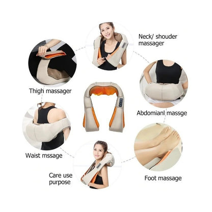 Masajeador Eléctrico Cuello Espalda Hogar Coche Color Beige