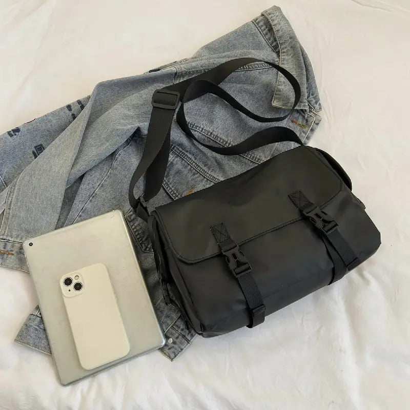 Bolso Plegable De Nylon Tela Impermeable Cartera De Hombro Negro Lisa