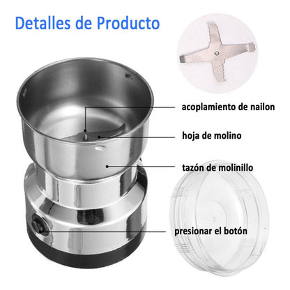 Moledora Eléctrica De Granos De Café Semillas Potencia 300 W Plateado