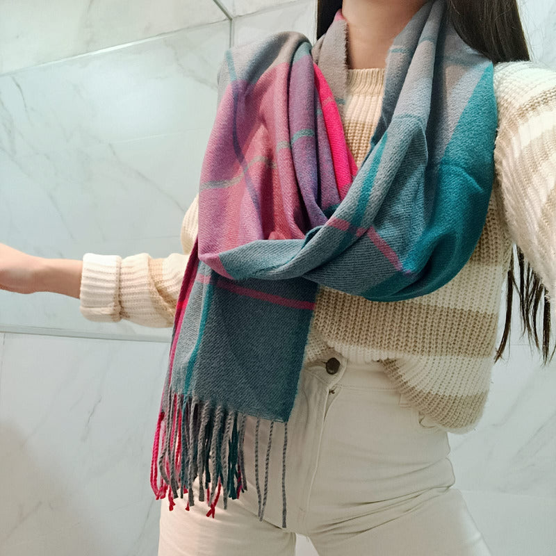 Chalina Bufanda Pashmina De Dama Afelpada Liviana Y Sauve Verde-rosa
