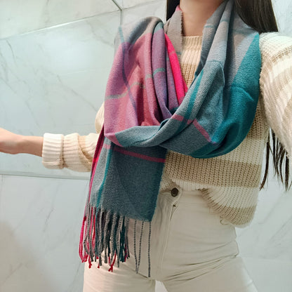 Chalina Bufanda Pashmina De Dama Afelpada Liviana Y Sauve Verde-rosa