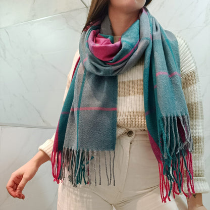 Chalina Bufanda Pashmina De Dama Afelpada Liviana Y Sauve Verde-rosa