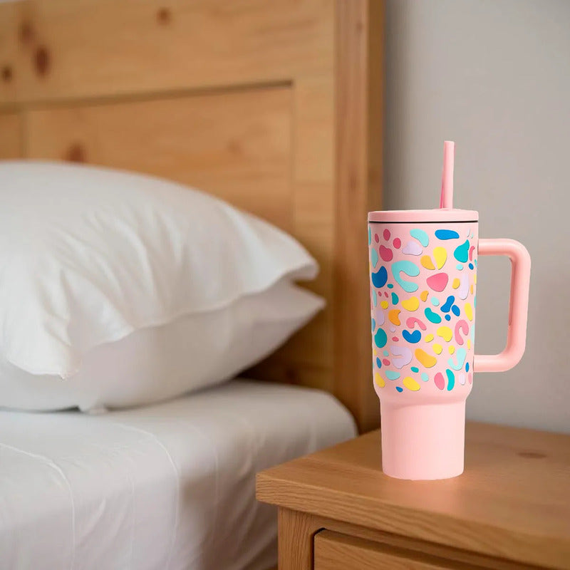 Vaso Térmico Metálico 1.2 Litros  Con Sorbito - Rosa