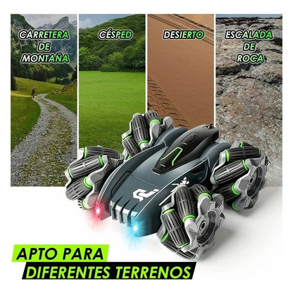 Auto Con Control Doble Cara Con Luces Led Todo Terreno 360° - Verde Oscuro
