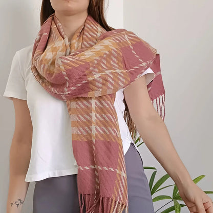 Pashmina Chalina Bufandas De Dama Afelpada Livianas Y Sauves Rosa-mostaza Rayas
