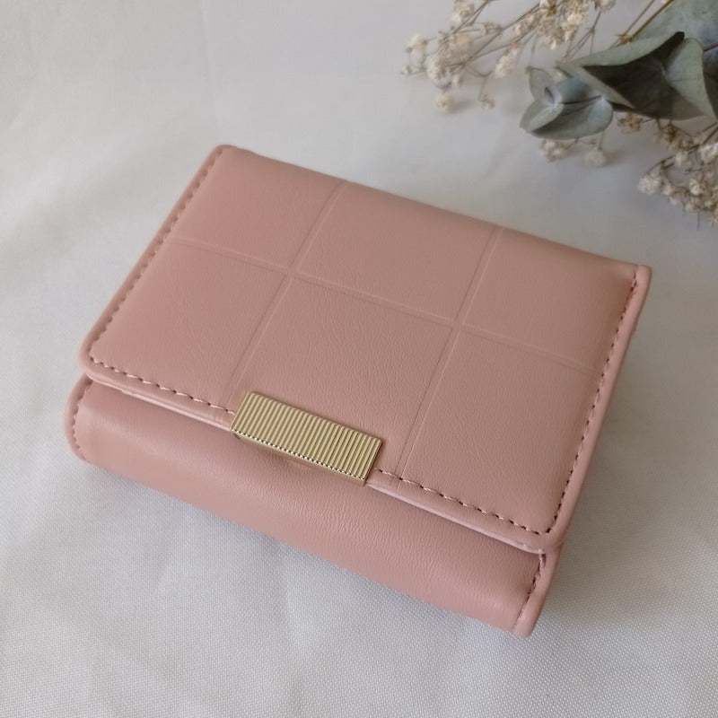 Billetera Mujer Capitoneada Cuero Sintético 9x11 Cm Rosa