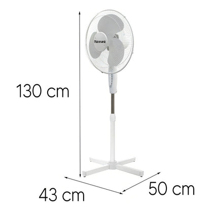 Ventilador De Pie Microsonic 3 Aspas Altura Ajustable 1.3 M - 43 Cm - 50 Hz/60 Hz - Blanco - Plástico - 3