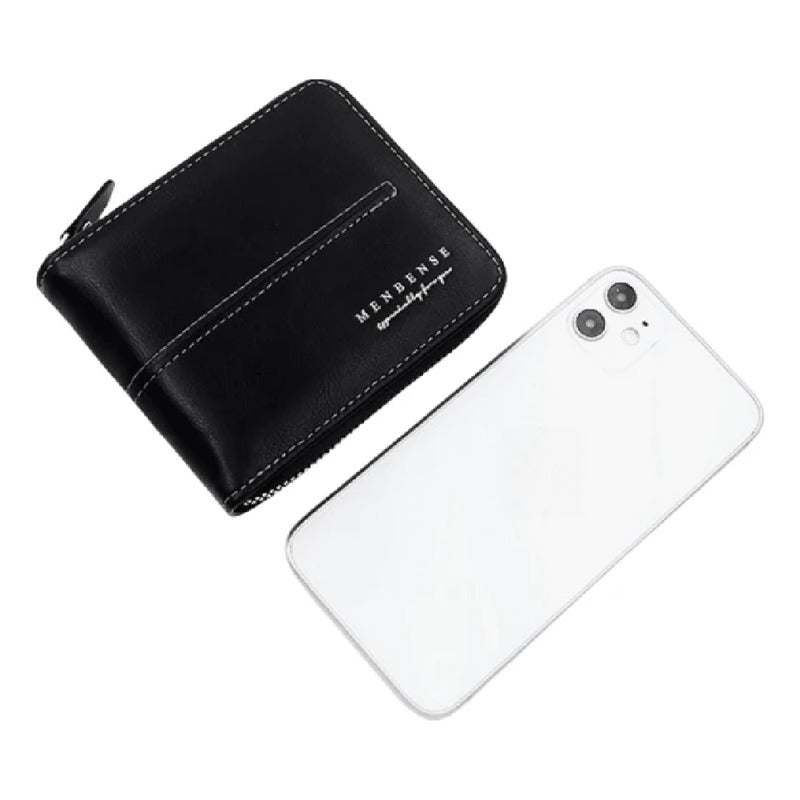 Billetera Para Hombre Con Cierre Sector Monedero De Cuerina Azul 1