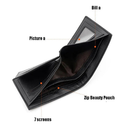 Billetera Para Hombre Con Monedero Sector Tarjeta De Cuerina Negro1.