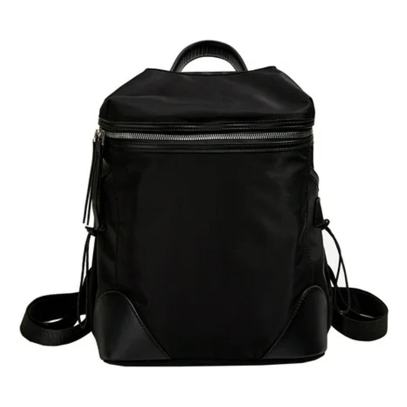 Mochila Para Mujer Impermeable De Tela Nylon Cartera De Dama Negro (1)