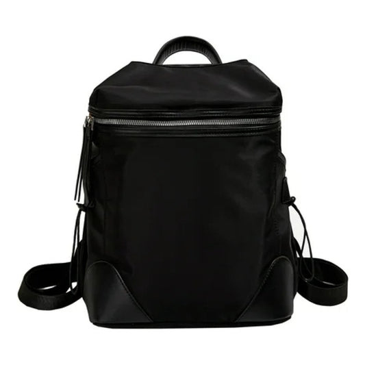 Mochila Para Mujer Impermeable De Tela Nylon Cartera De Dama Negro (1)