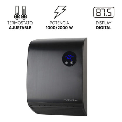 Calefactor De Pared Para Baño Futura Negro