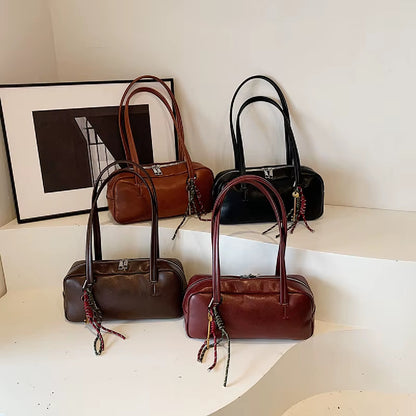Carteras De Dama Bolsos Para Mujeres Bandoleras Capitoneadas Marrón Oscuro Liso